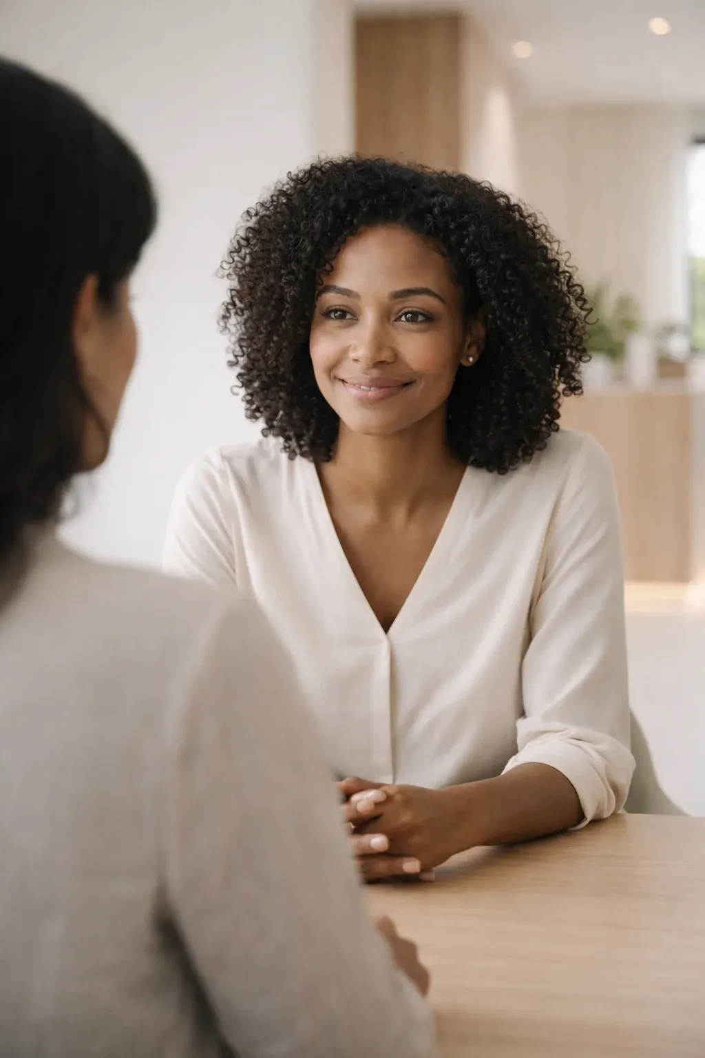 Smiling patient during a consultation